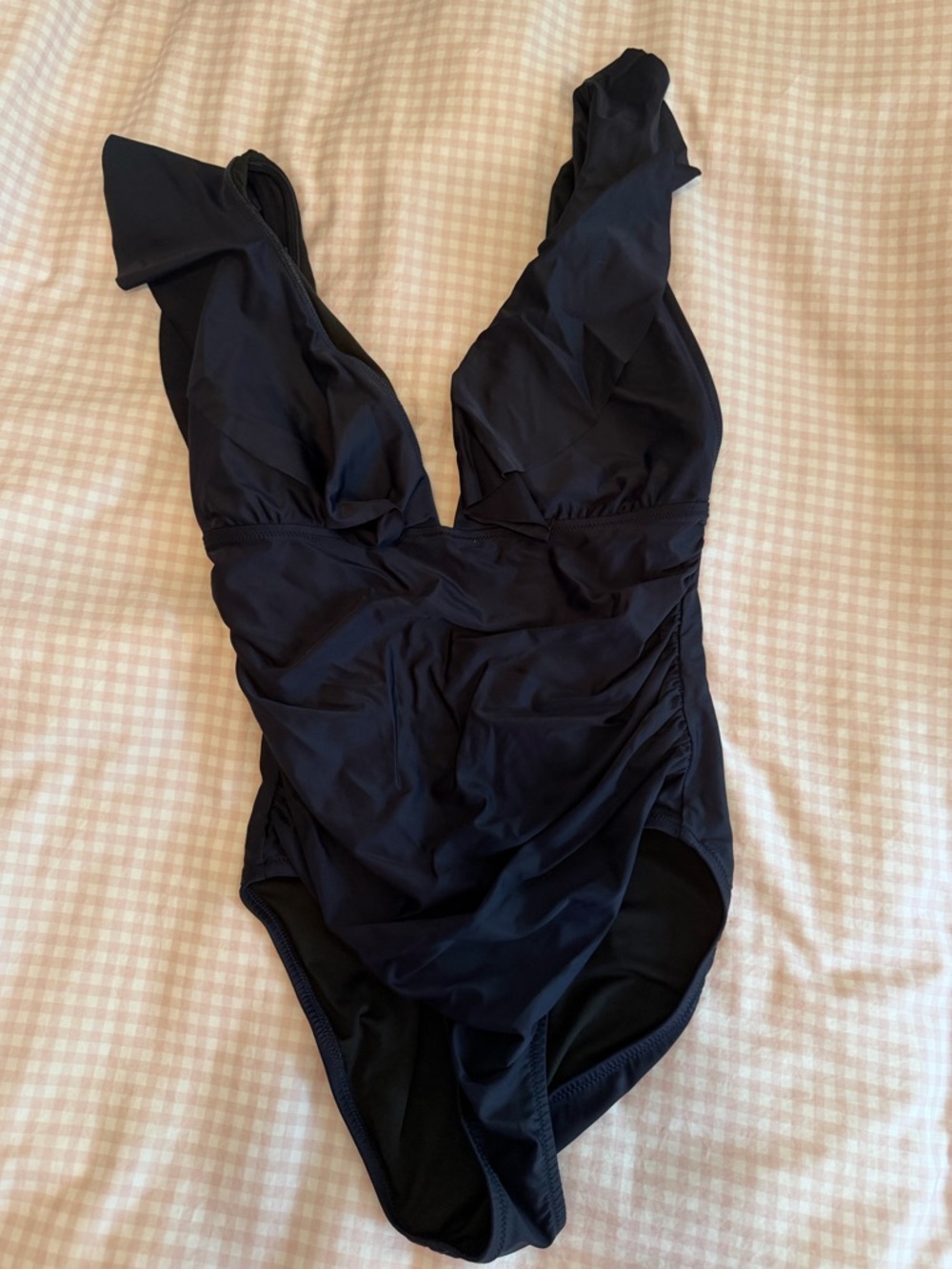 Navy J Crew Ruched Swimsuit